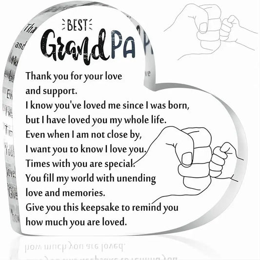 Grandpa Gifts ，From Grandchildren Acrylic Heart Grandpa Keepsake ，Grandpa Birthday Gift