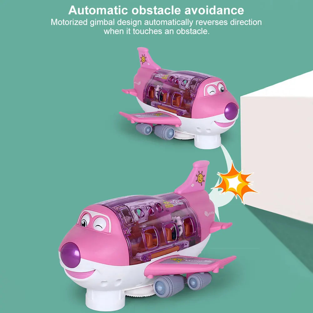 360 Degree Rotating Airplane Model Electric Plane Toy with Light Music Bump and Go Action Toddler Toy Children Xmas Gifts
