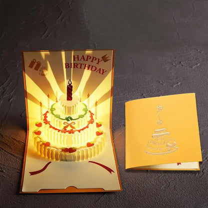 Unique 3D Happy Birthday Card Music Light Greeting Card with Popup Birthday Cake Colourful Happy Birthday Cards Birthday
