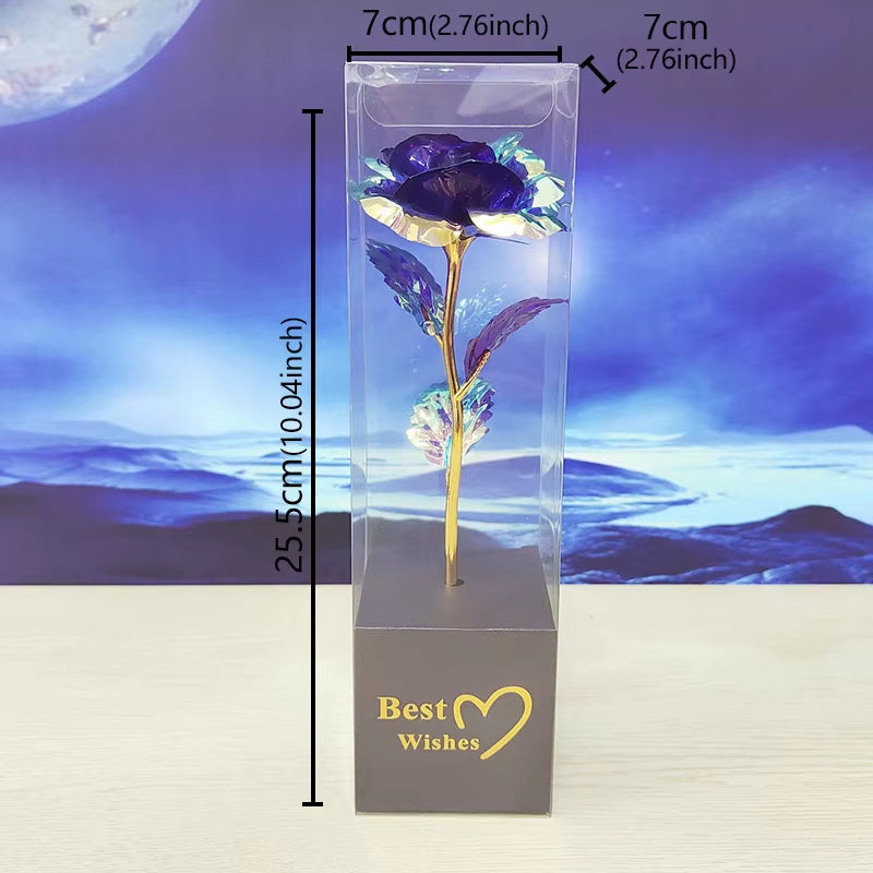 Galaxy Rose Eternal 24K Gold Flower Foil Plastic Artificial Roses Forever Love Wedding Decor Lover Roses Creative Gift Decor