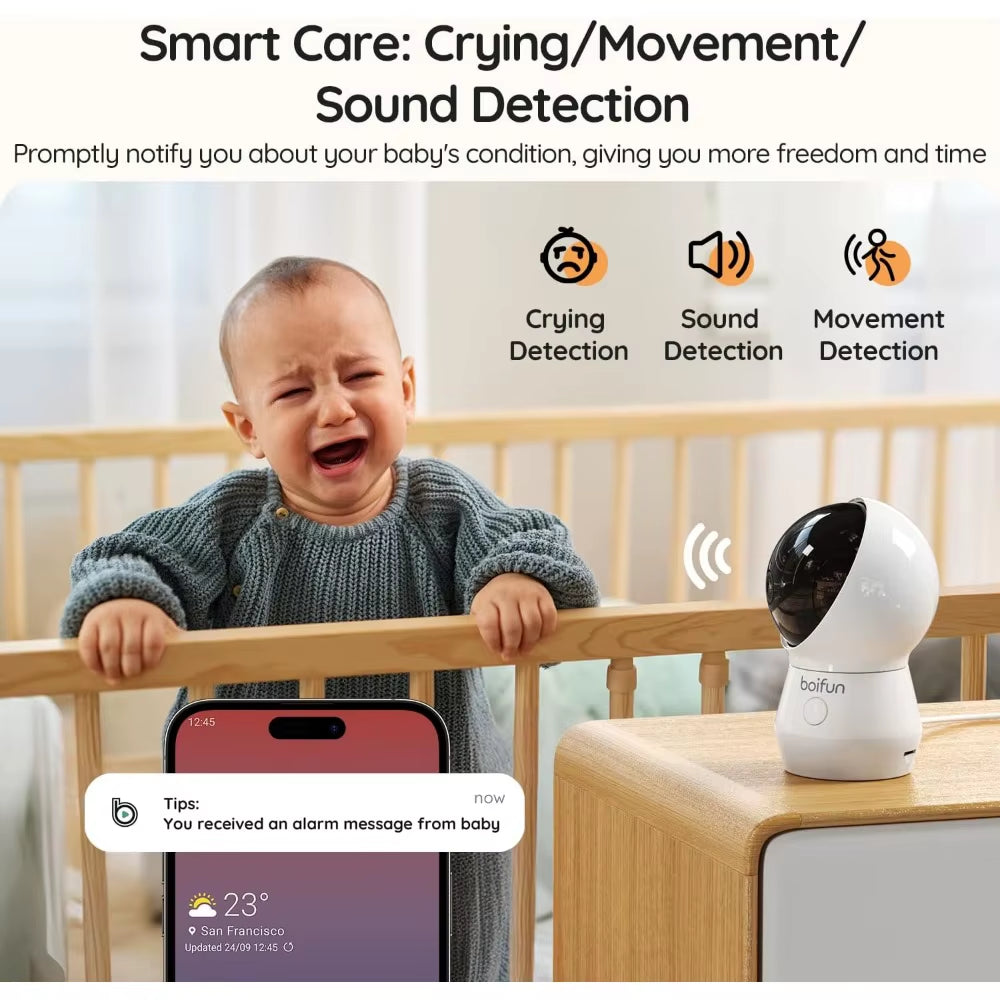 5.5" AI 4MP Baby Monitor Pro Max: App (Wi-Fi) and Monitor (No Wi-Fi) Control, Upgrade AI Detection (Tummy Sleeping & Face Area)