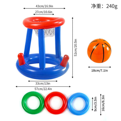 Swimming Pool Basketball Hoop Set Inflatable Floating Hoops with Ball Rings for Kids Teens Adults Perfect Competitive Water Play