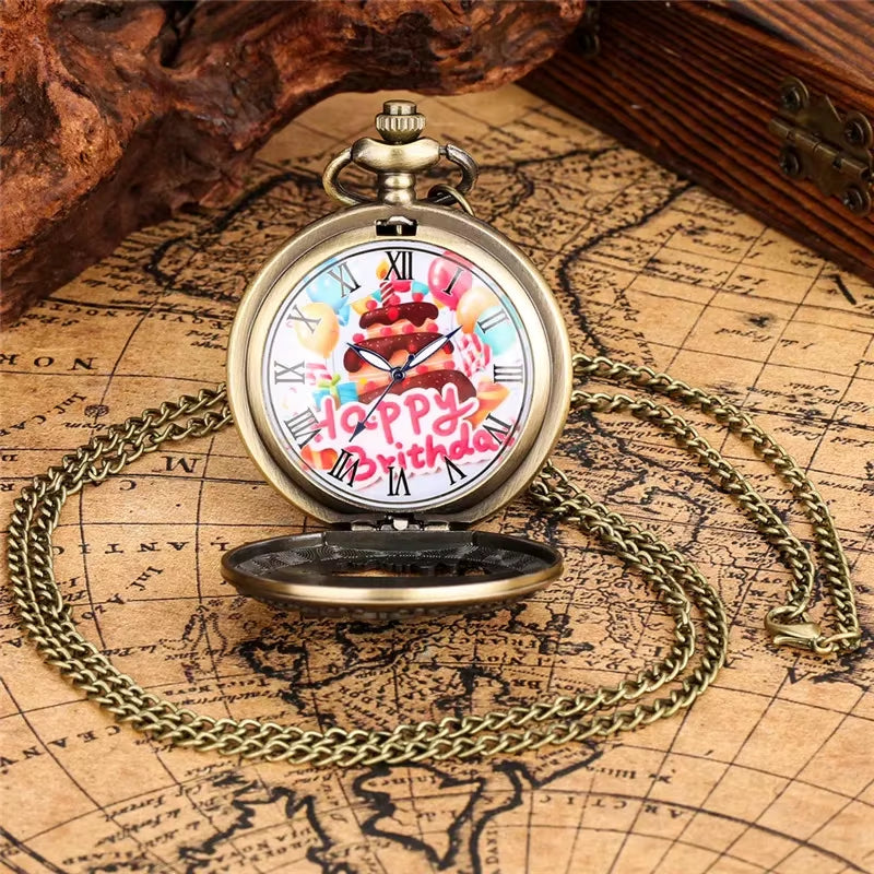 Vintage Bronze Necklace Birthday Gift Hollowed-Out Cake Gift 3D Carved Birthday Gift for Children