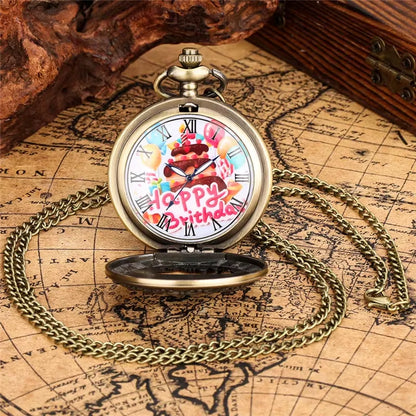 Vintage Bronze Necklace Birthday Gift Hollowed-Out Cake Gift 3D Carved Birthday Gift for Children