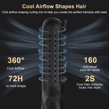 2 in 1 Ceramic Cool Airflow Hair Styler Portable Hair Straightener and Curler 3D Floating Plate Cool Air Styler Flat Iron