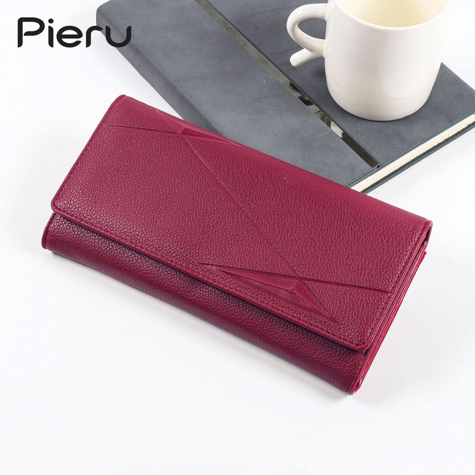 Pieru Women’S Trifold Wallet – Embossed PU Leather Long Wallet