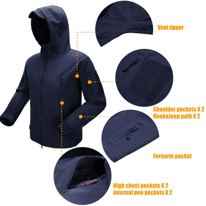 SHARKSKIN Men’S Warm Waterproof Softshell Tactical Hiking Jacket