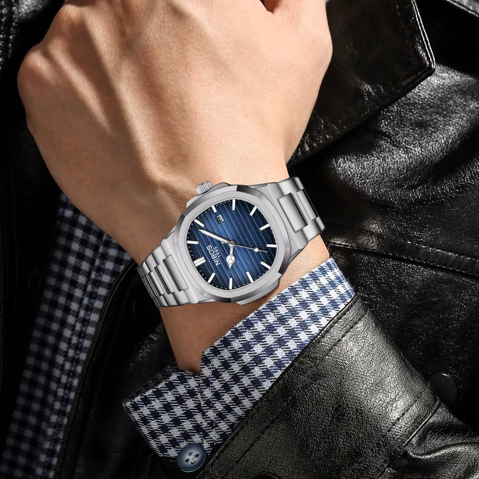 Luxury Watch for Man Waterproof Square Luminous Date Stainless Steel Men Watch Casual Quartz Mens Watches Reloj Hombre
