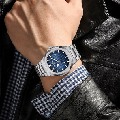 Luxury Watch for Man Waterproof Square Luminous Date Stainless Steel Men Watch Casual Quartz Mens Watches Reloj Hombre