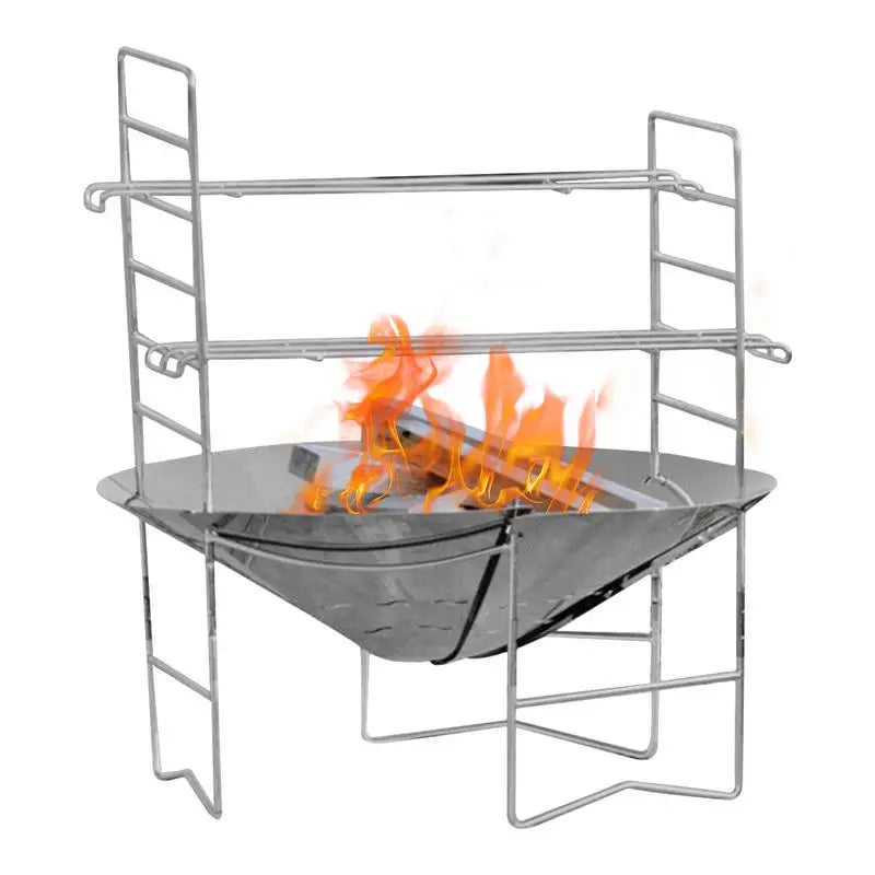 Camping Bonfire Fire Pit Grill Foldable Circular Bonfire Stand Portable Firewood Stove Cookable Camping Stove Grill Burning
