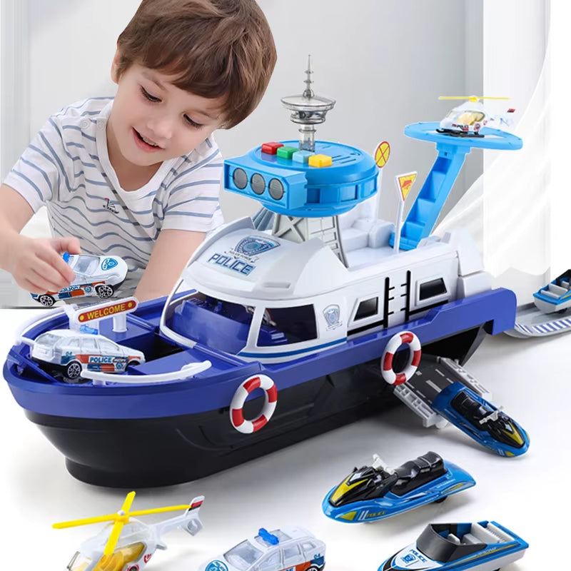 Kids Toys Simulation Track Inertia Boat Diecasts & Toy Vehicles Music Story Light Toy Ship Model Toy Car Parking Boys Toys
