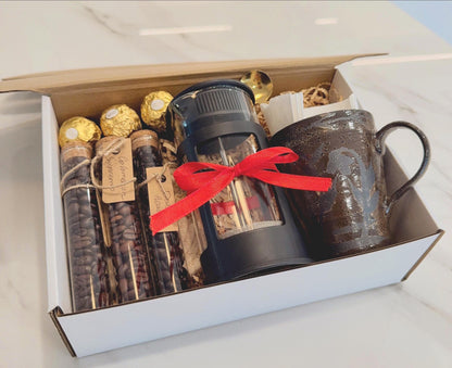 Coffee Lover Gift Box: French Press, Mug, Gourmet Beans, Travel Tumbler
